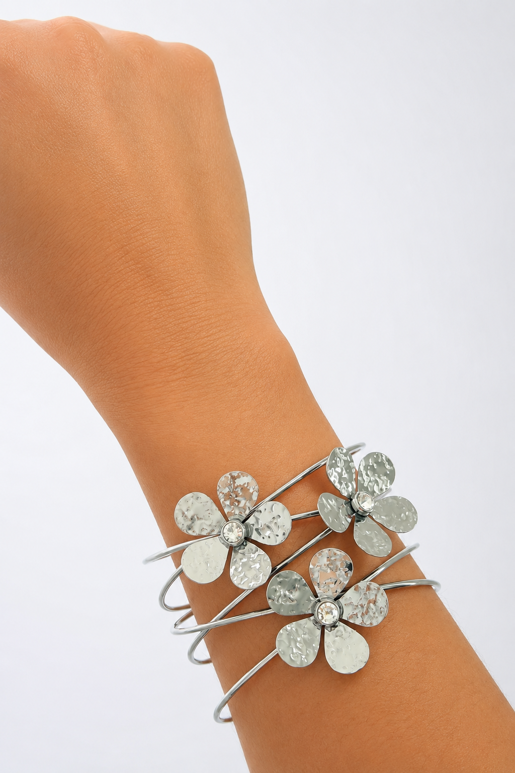 Pulsera Flores Plata