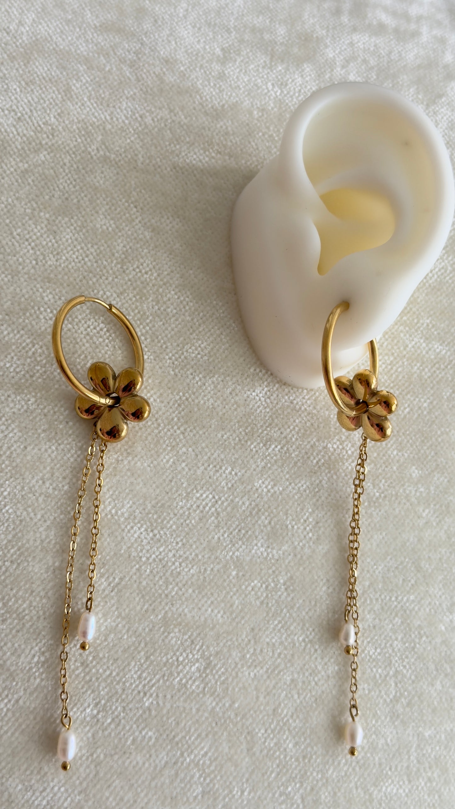 Aretes Flores y Perlitas