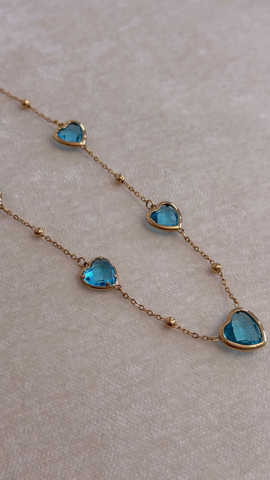 Collar Corazones Azules