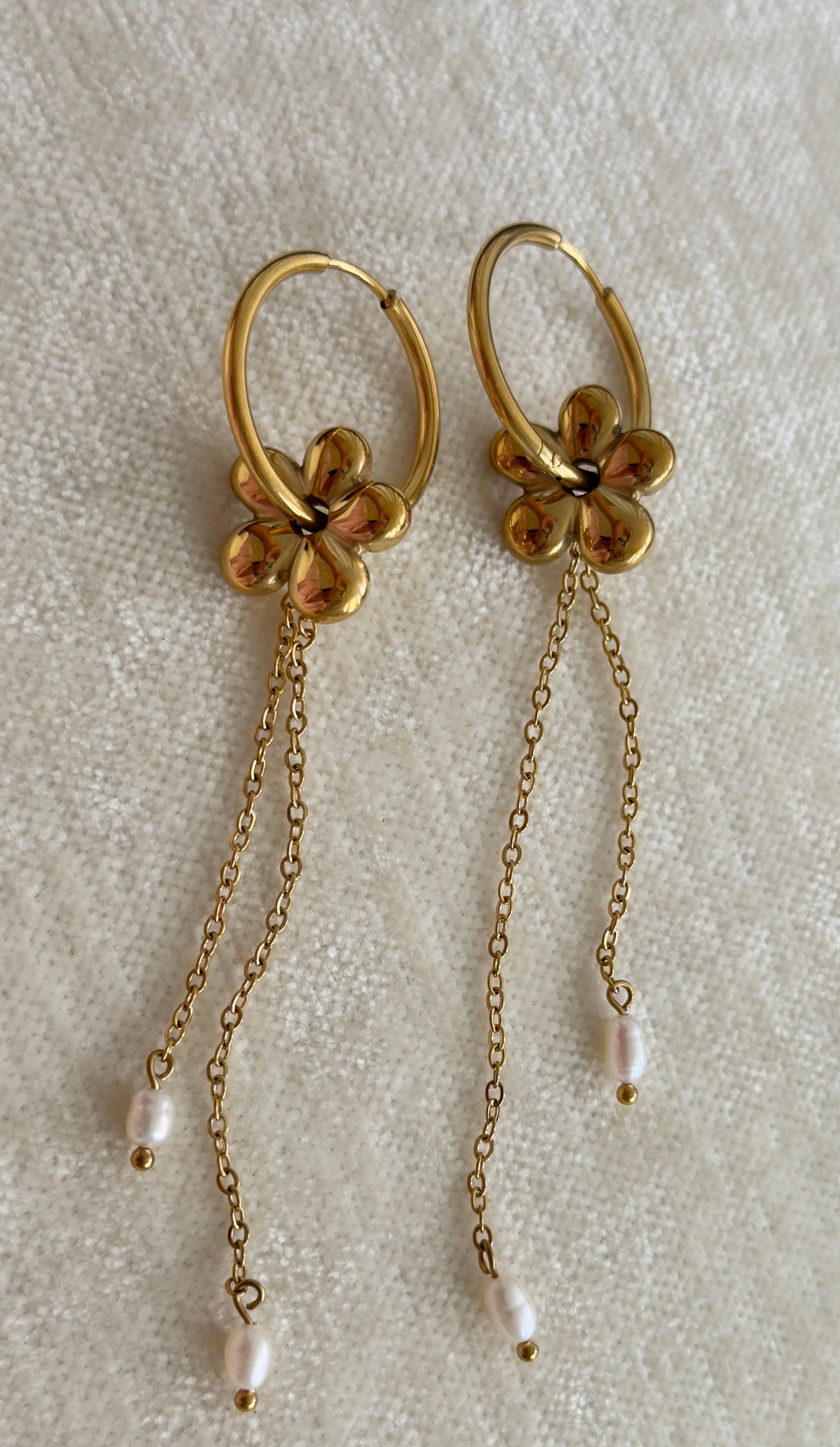 Aretes Flores y Perlitas