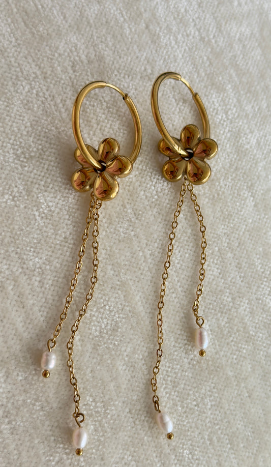 Aretes Flores y Perlitas