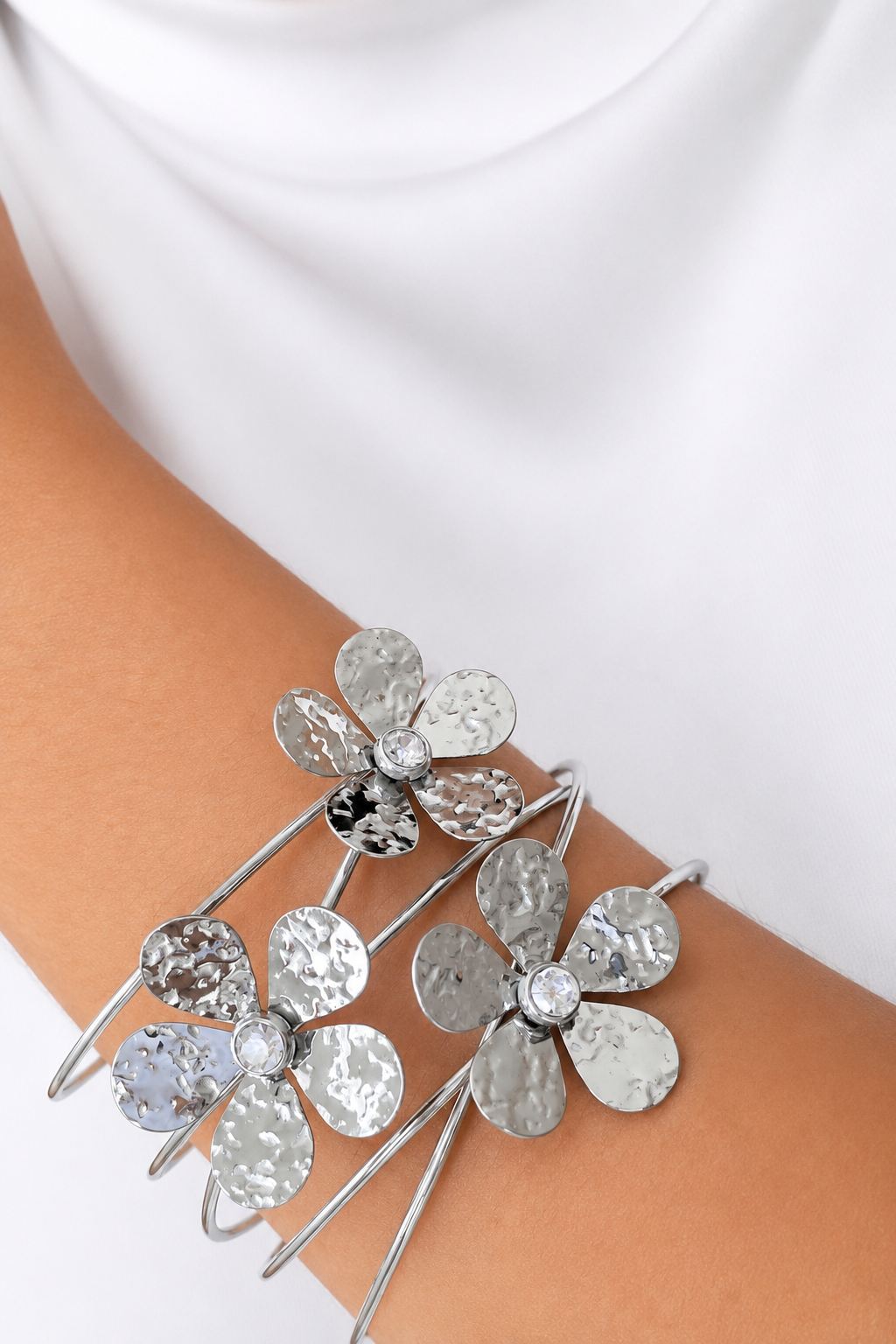 Pulsera Flores Plata