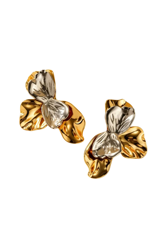 Aretes Pétalos Dos Tonos