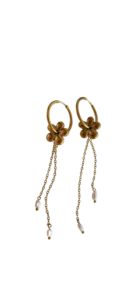 Aretes Flores y Perlitas
