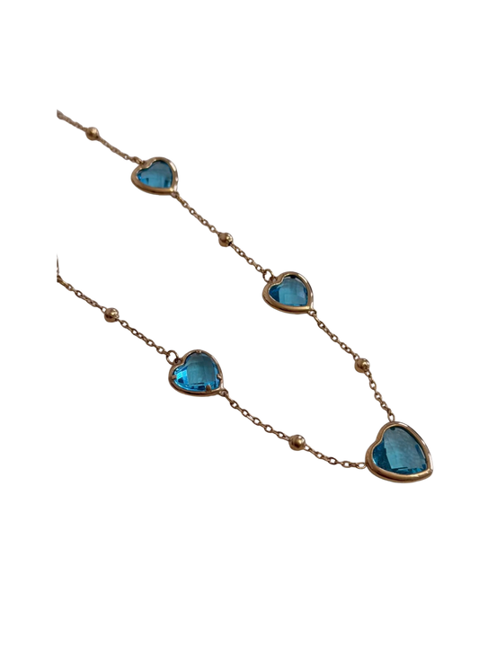 Collar Corazones Azules