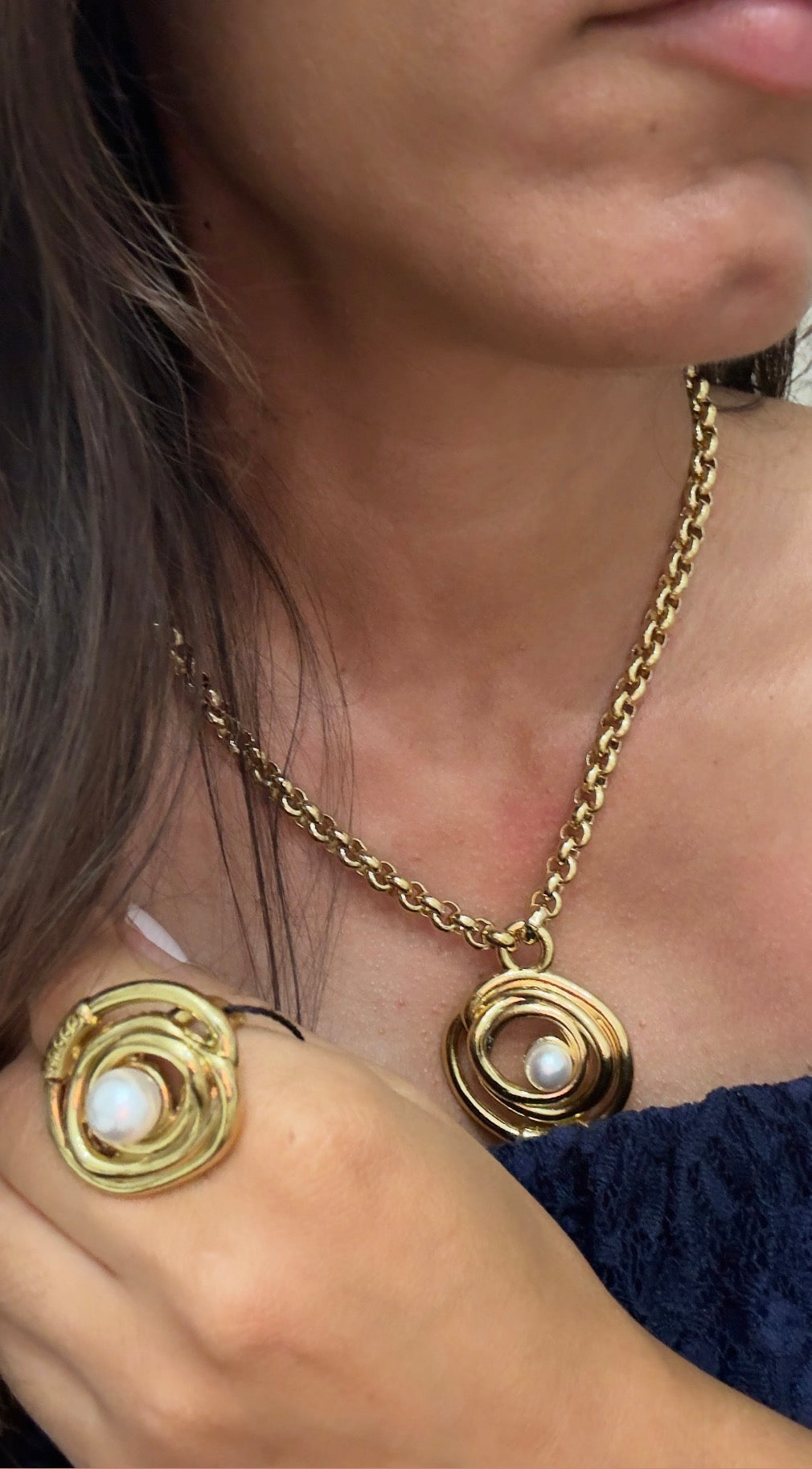 Collar Tucco Nudo y Perla