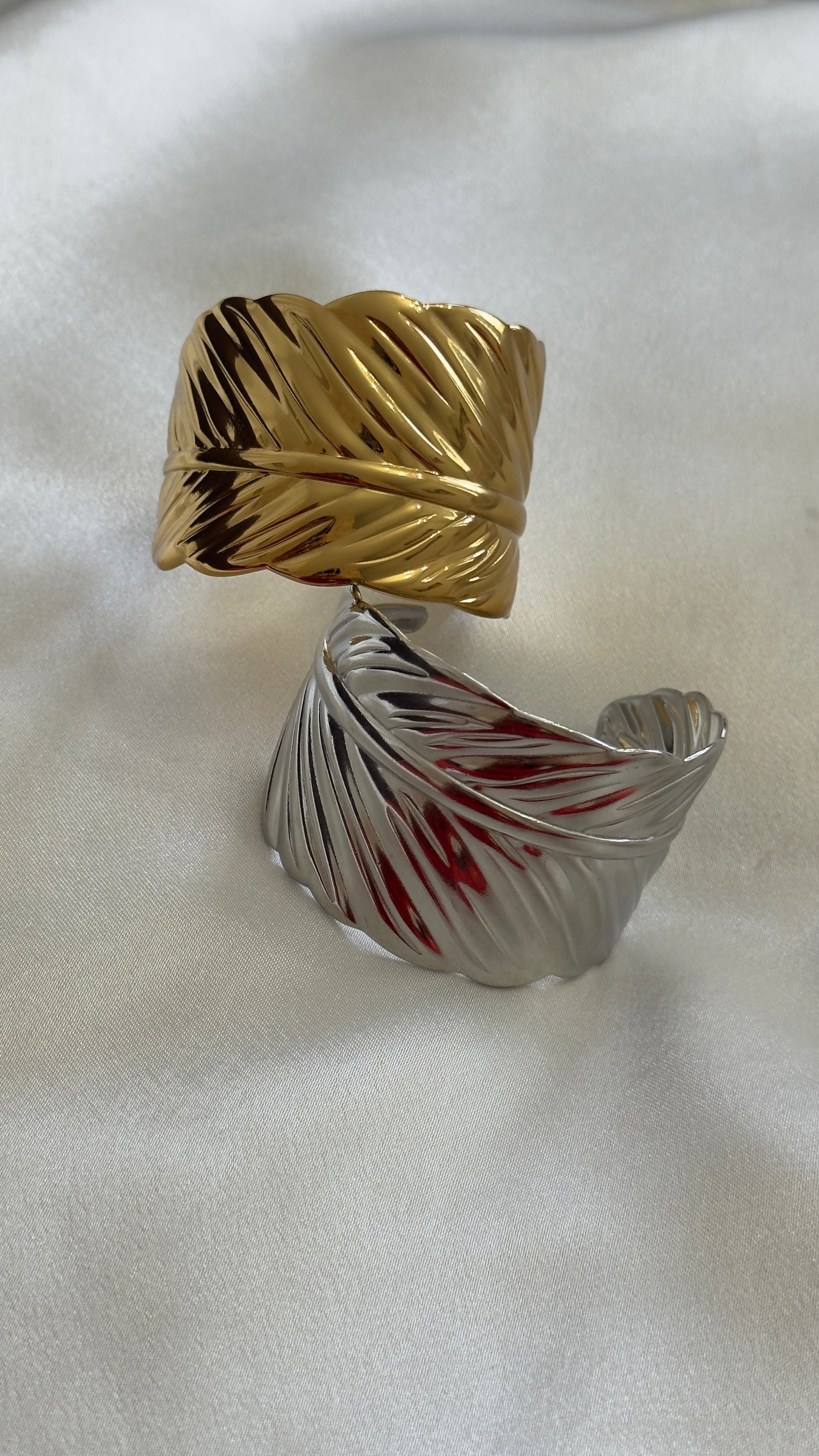 Pulsera Cuff Hoja Plata