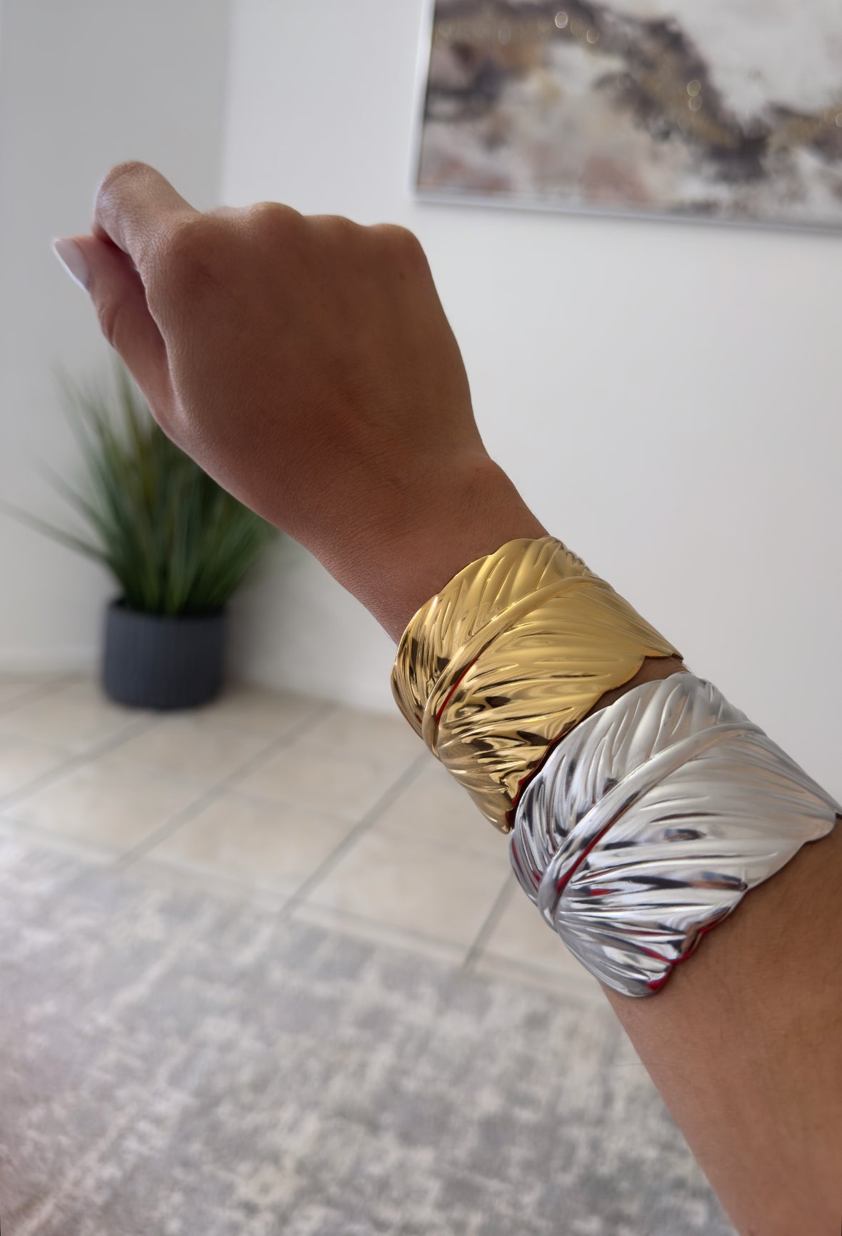 Pulsera Cuff Hoja Plata