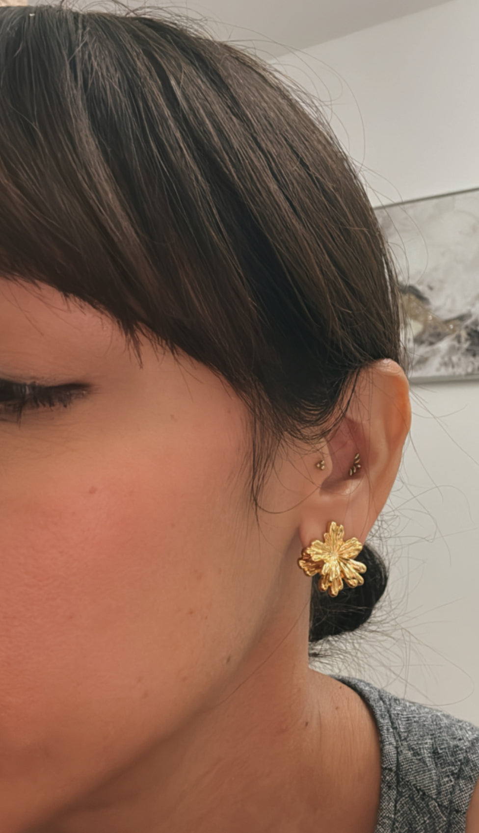 Aretes Flores Oro