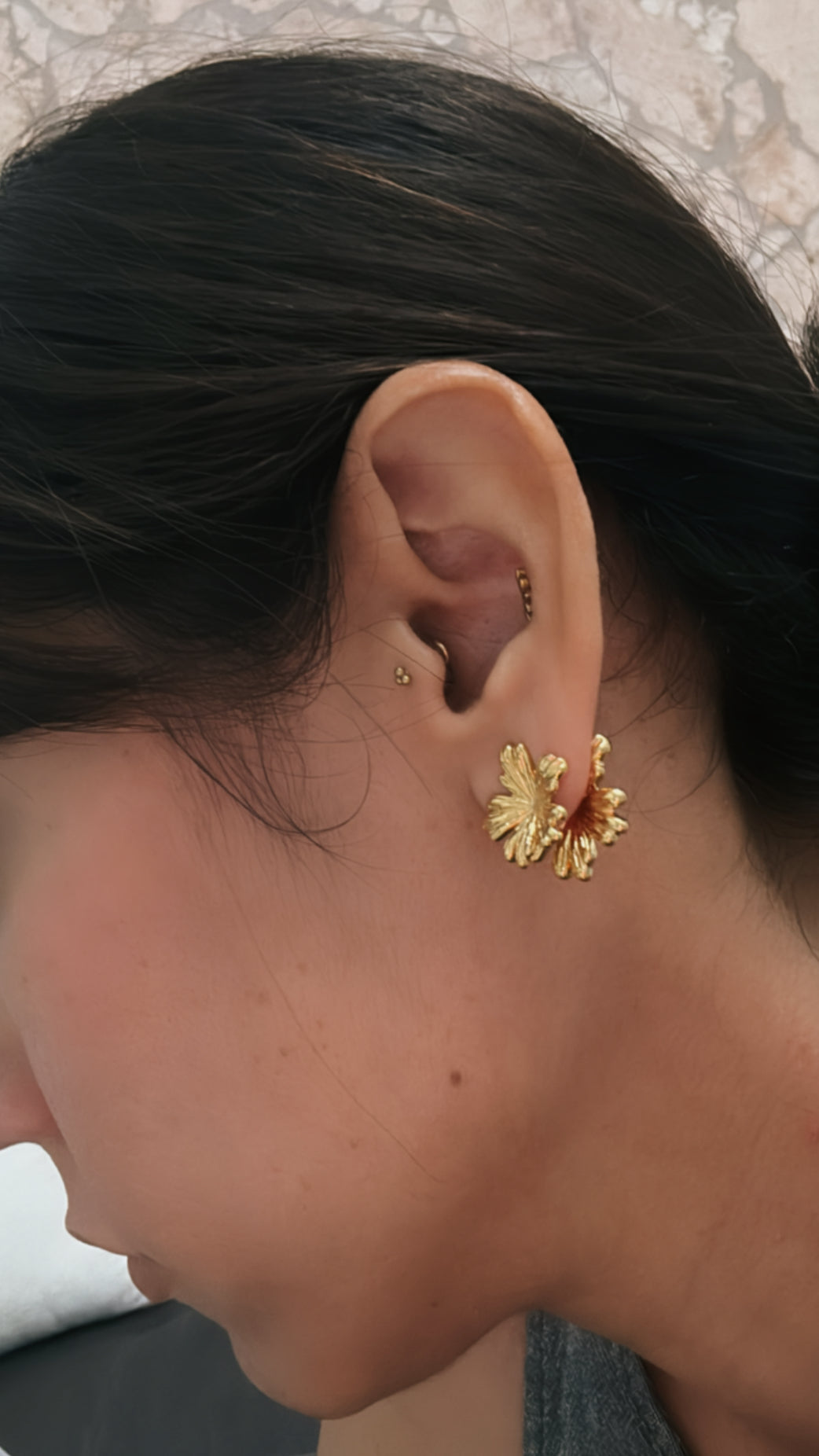 Aretes Flores Oro